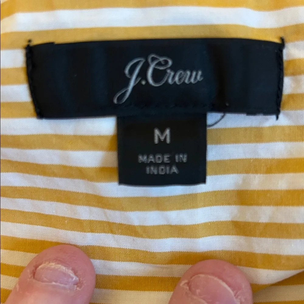 J.Crew Yellow White Striped Boatneck Puff Sleeve Blouse Top Size Medium